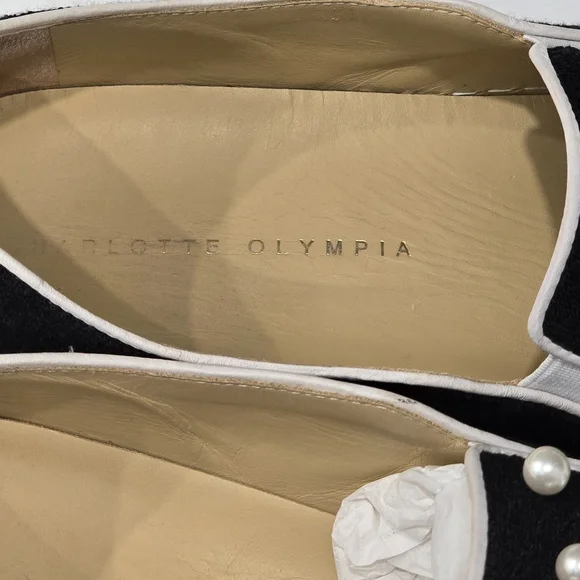 CHARLOTTE OLYMPIA Alex Pearl Embellished Sneakers In Black Size 40 - Picture 6 of 16